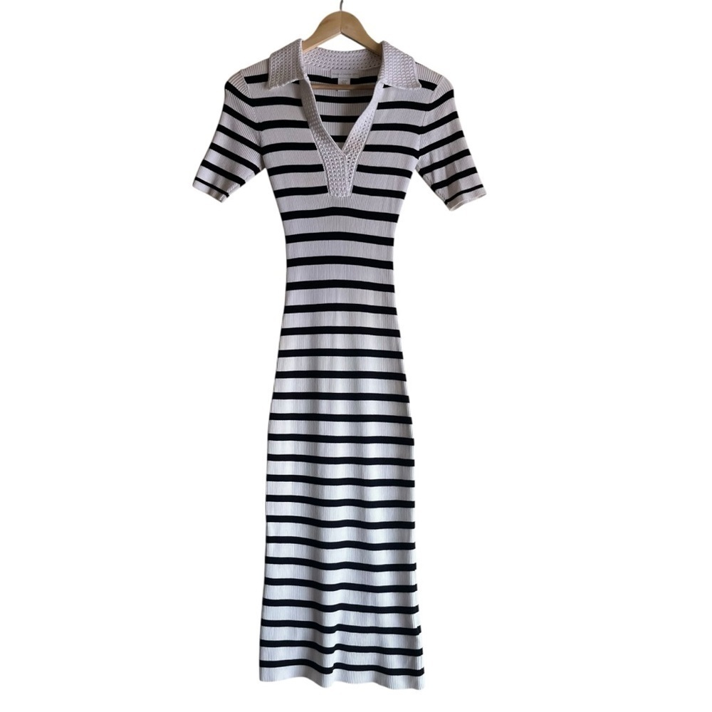 House of Harlow 1960 Black White Stripe Knit Midi Dress XS - Picture 2 of 12